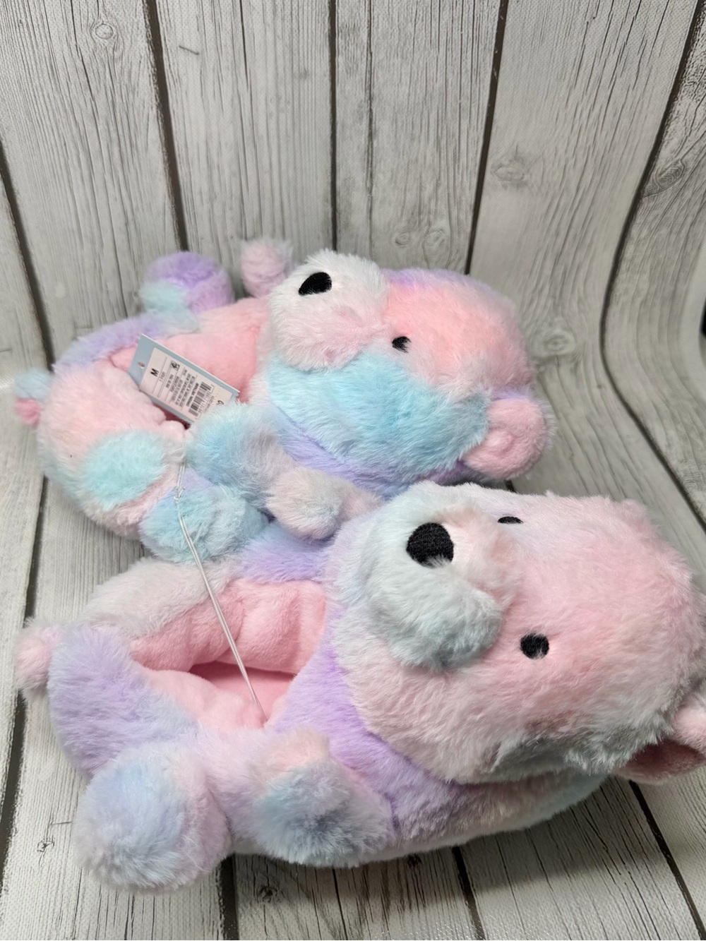 BRAND NEW Cat & Jack Tye Dye Bear Size M (2/3) Girls Bed Slippers